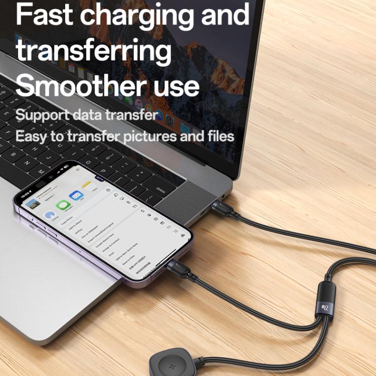 Yesido CA136L 27W USB-C / Type-C to 8 Pin & iWatch 2 in 1 Charging Cable, Length:1.2m(Black) by Yesido