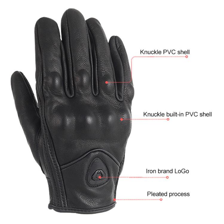 SOMAN MG-24 Motorcycle Sheepskin Gloves Touch Screen Off-road Riding Retro Gloves, Size:XL(Black) by SOMAN