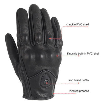 SOMAN MG-24 Motorcycle Sheepskin Gloves Touch Screen Off-road Riding Retro Gloves, Size:L(Black) by SOMAN