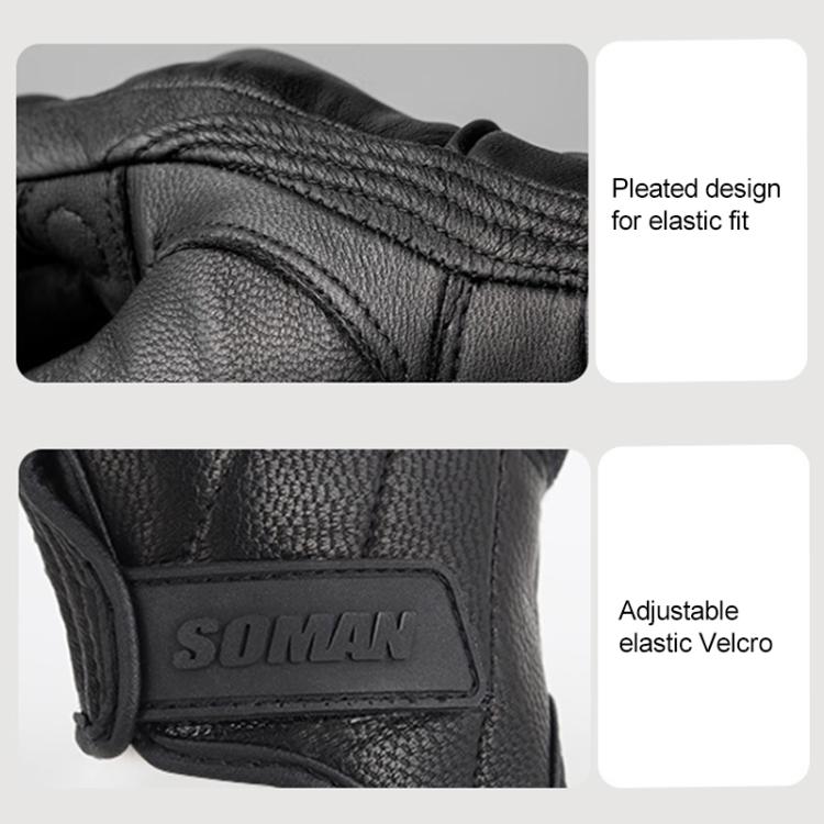 SOMAN MG-24 Motorcycle Sheepskin Gloves Touch Screen Off-road Riding Retro Gloves, Size:L(Black) by SOMAN