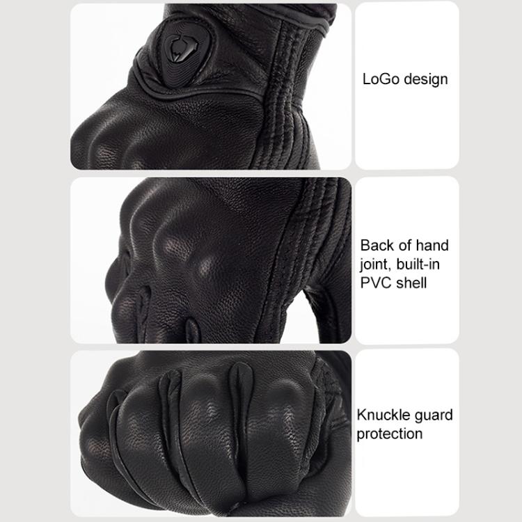 SOMAN MG-24 Motorcycle Sheepskin Gloves Touch Screen Off-road Riding Retro Gloves, Size:M(Black) by SOMAN