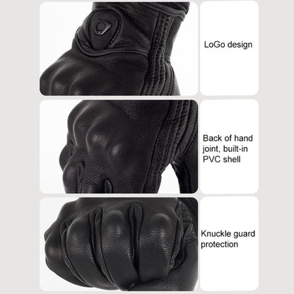 SOMAN MG-24 Motorcycle Sheepskin Gloves Touch Screen Off-road Riding Retro Gloves, Size:M(Black) by SOMAN