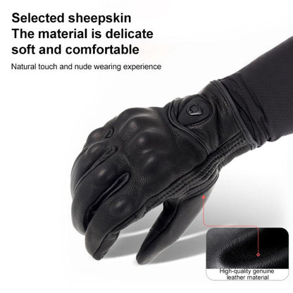 SOMAN MG-24 Motorcycle Sheepskin Gloves Touch Screen Off-road Riding Retro Gloves, Size:L(Black) by SOMAN