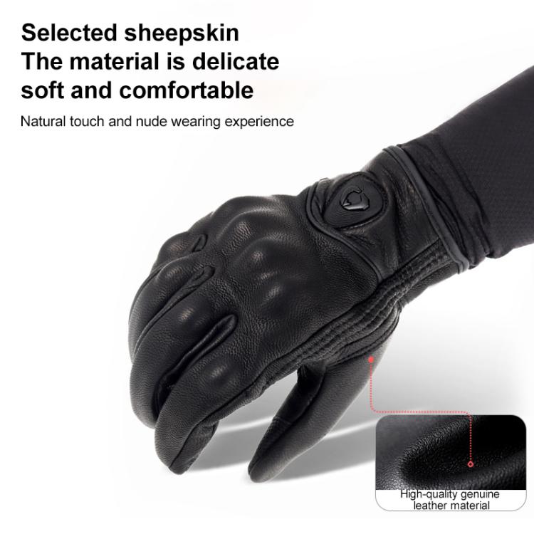 SOMAN MG-24 Motorcycle Sheepskin Gloves Touch Screen Off-road Riding Retro Gloves, Size:XXL(Black) by SOMAN