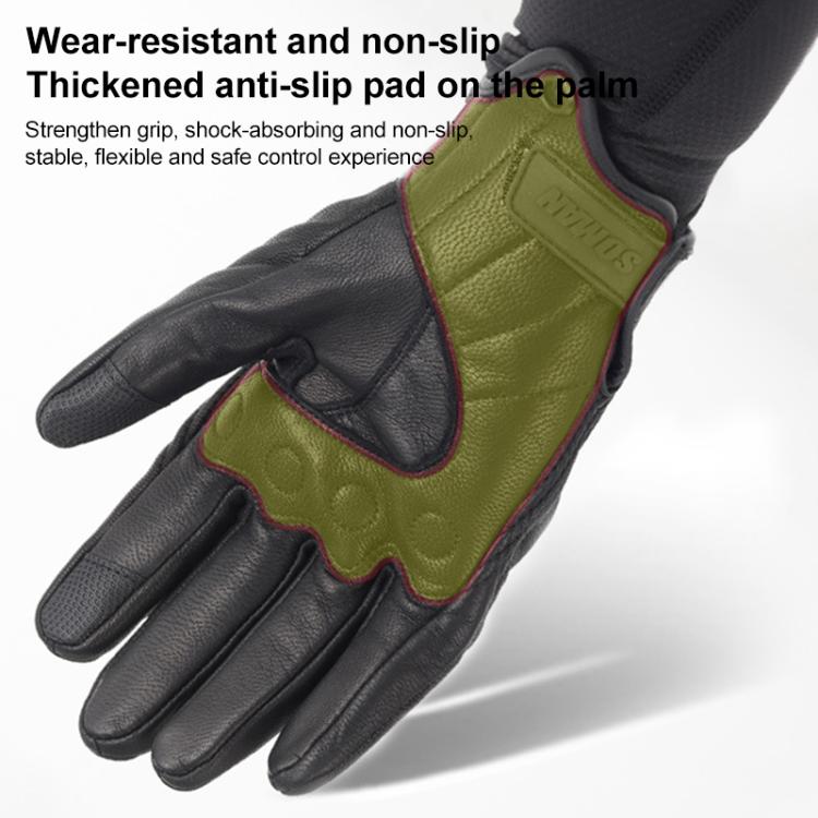 SOMAN MG-24 Motorcycle Sheepskin Gloves Touch Screen Off-road Riding Retro Gloves, Size:XL(Black) by SOMAN