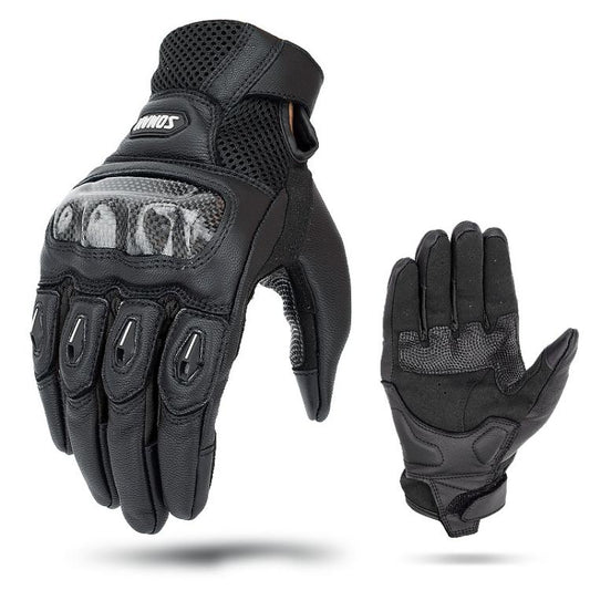 SOMAN MG21 Motorcycle Sheepskin Carbon Fiber Gloves Off-road Riding Anti-slip Gloves, Size:L(Black) by SOMAN