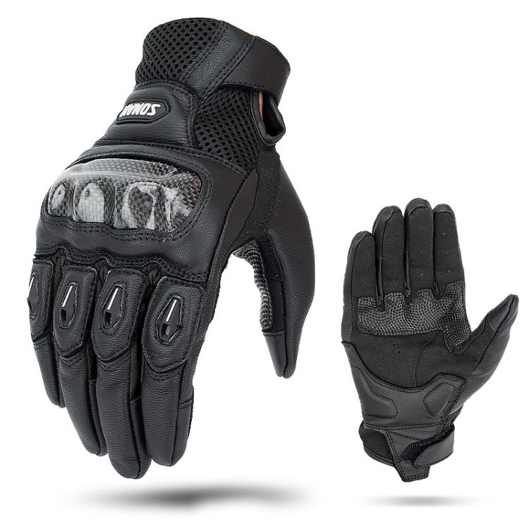 SOMAN MG21 Motorcycle Sheepskin Carbon Fiber Gloves Off-road Riding Anti-slip Gloves, Size:XL(Black) by SOMAN