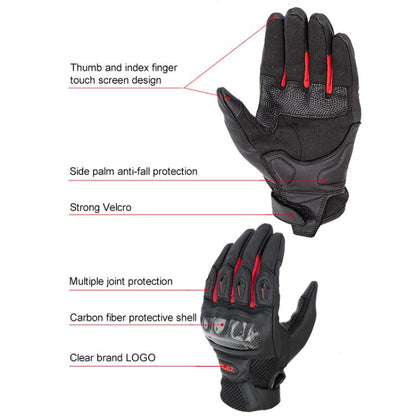 SOMAN MG21 Motorcycle Sheepskin Carbon Fiber Gloves Off-road Riding Anti-slip Gloves, Size:L(Black) by SOMAN