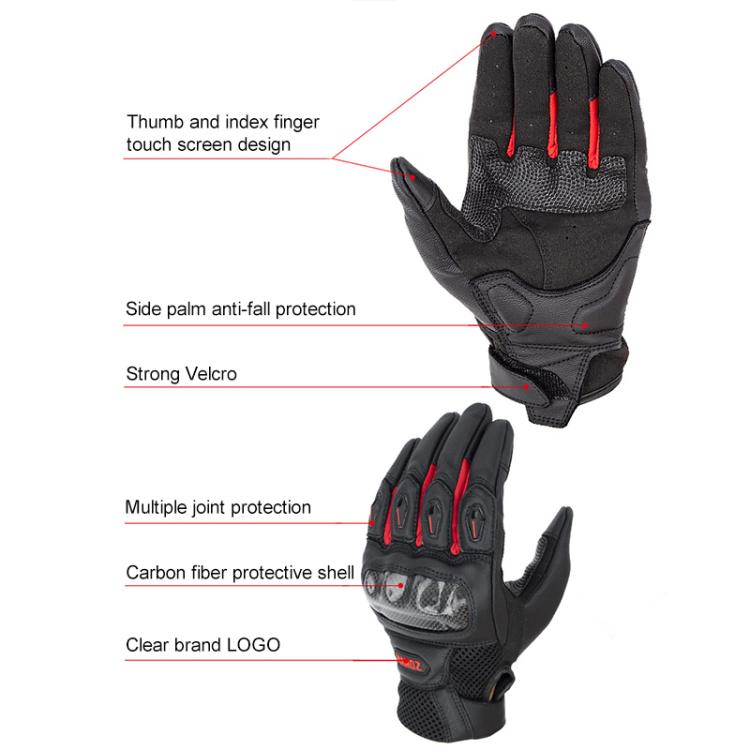 SOMAN MG21 Motorcycle Sheepskin Carbon Fiber Gloves Off-road Riding Anti-slip Gloves, Size:XL(Black) by SOMAN