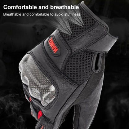 SOMAN MG21 Motorcycle Sheepskin Carbon Fiber Gloves Off-road Riding Anti-slip Gloves, Size:M(Black) by SOMAN