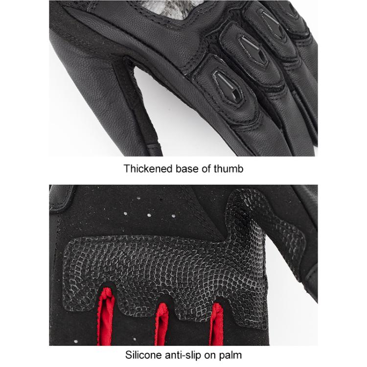 SOMAN MG21 Motorcycle Sheepskin Carbon Fiber Gloves Off-road Riding Anti-slip Gloves, Size:XXL(Black) by SOMAN