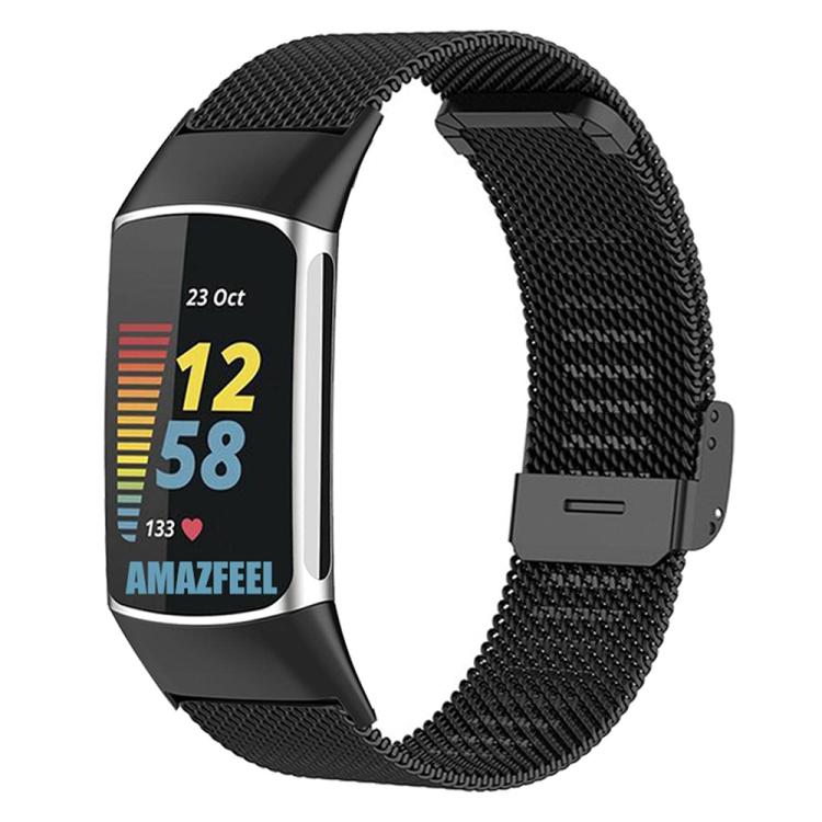 For Fitbit Charge 6 / 5 xDfind Milanese Metal Buckle Watch Band(Black) by xDfind