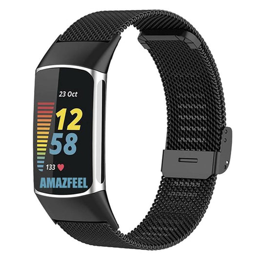 For Fitbit Charge 6 / 5 xDfind Milanese Metal Buckle Watch Band(Black) by xDfind