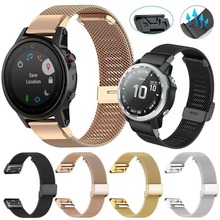 For Garmin Fenix 8/7X/6X/5X 26mm xDfind Milanese Metal Buckle Watch Band(Black) by xDfind