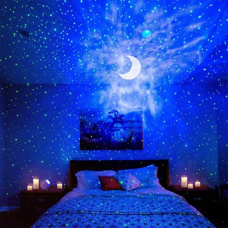 Elliptical Starry Projection Lamp Rechargeable Atmosphere Light, Style:No Remote Control(White Grey) by bashfashion