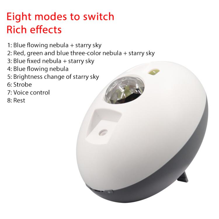 Elliptical Starry Projection Lamp Rechargeable Atmosphere Light, Style:With Remote Control(White Grey) by bashfashion