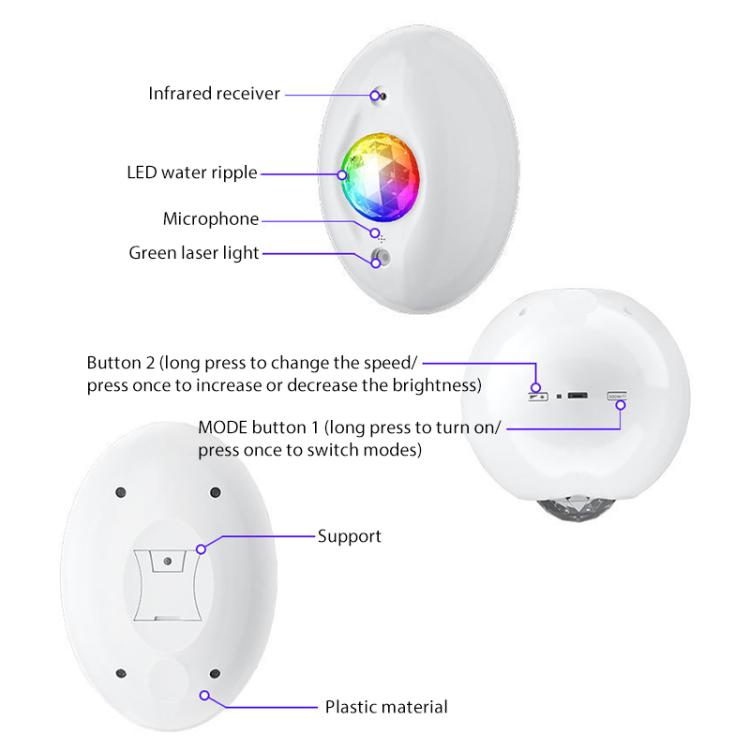 Remote Control Elliptical Starry Projection Lamp Atmosphere Light, Style:Basic Version(White) by bashfashion