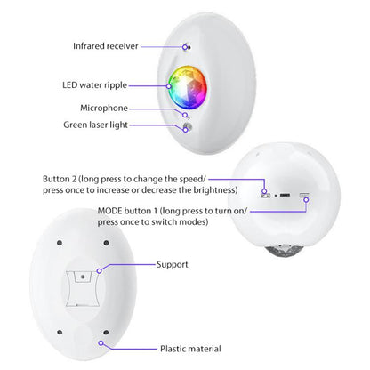 Remote Control Elliptical Starry Projection Lamp Atmosphere Light, Style:Basic Version(White) by bashfashion