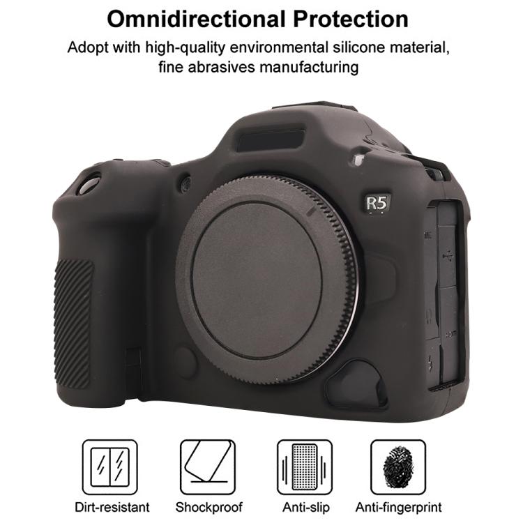 For Canon EOS R5 Mark II / R5II Glossy Soft Silicone Protective Case(Black) by bashfashion
