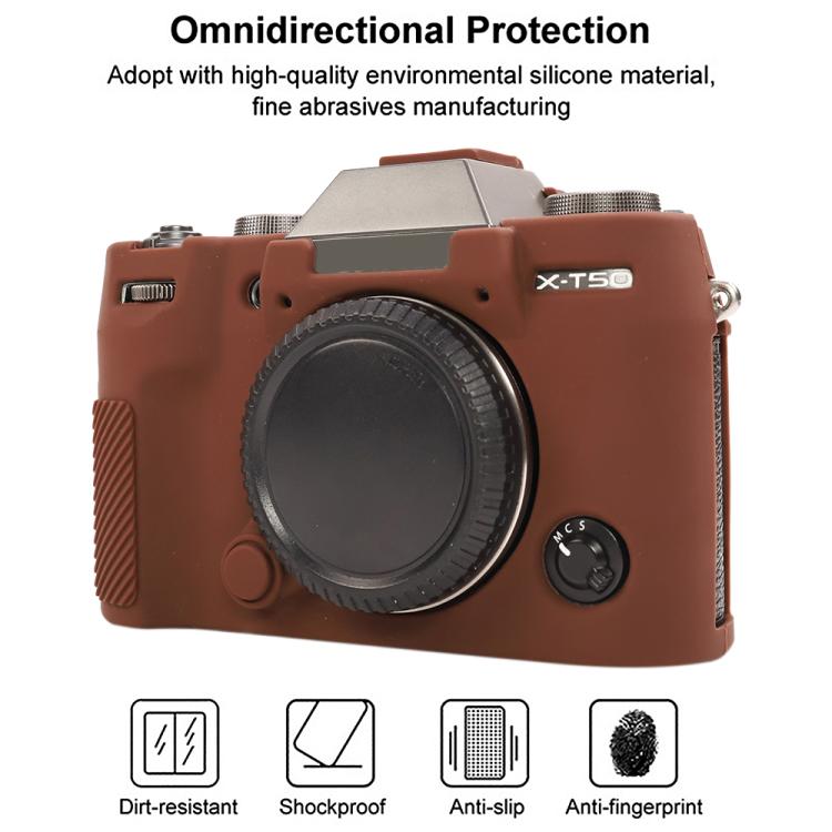 For FUJIFILM X-T50 Glossy Soft Silicone Protective Case(Coffee) by bashfashion