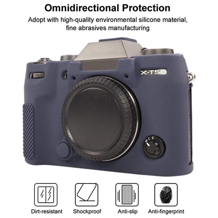 For FUJIFILM X-T50 Glossy Soft Silicone Protective Case(Blue) by bashfashion