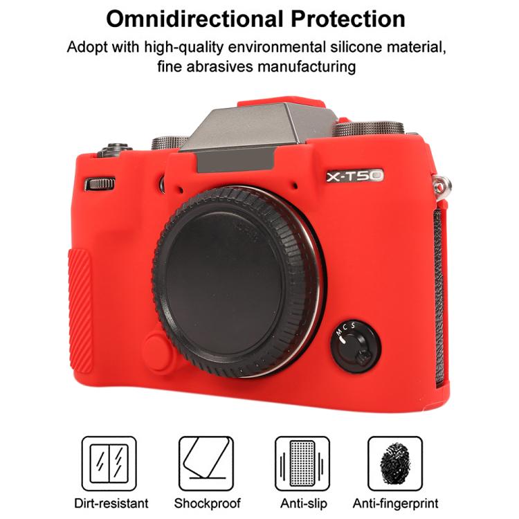 For FUJIFILM X-T50 Glossy Soft Silicone Protective Case(Red) by bashfashion