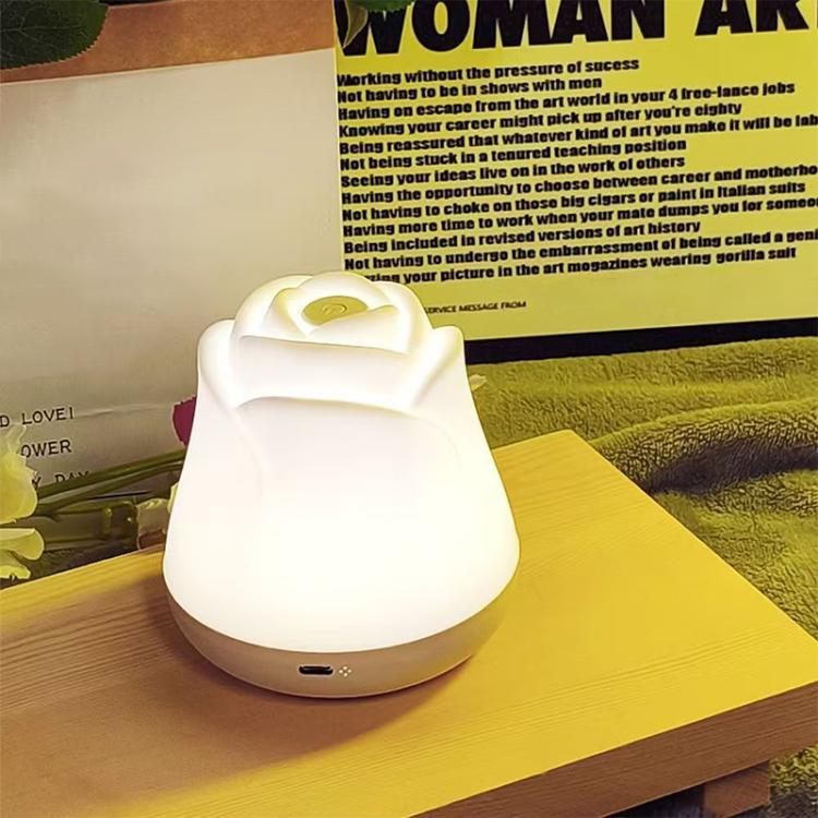 3W Rose Night Light Bedside Touch Sensor Ambient Lighting, Style:USB Power(White) by bashfashion