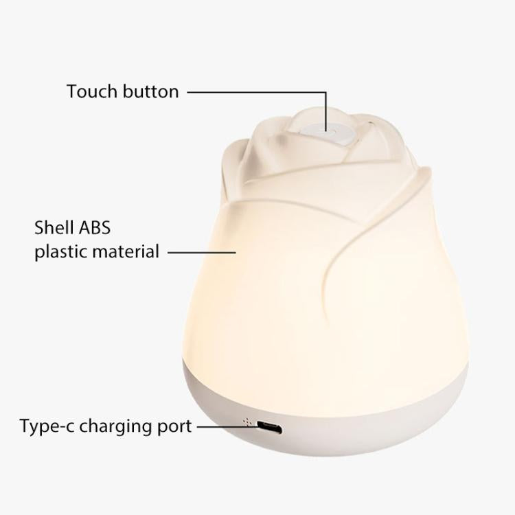 3W Rose Night Light Bedside Touch Sensor Ambient Lighting, Style:USB Power(White) by bashfashion