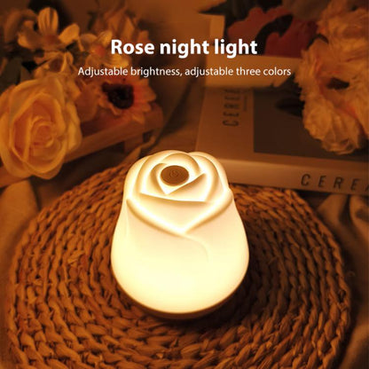 3W Rose Night Light Bedside Touch Sensor Ambient Lighting, Style:USB Power(White) by bashfashion