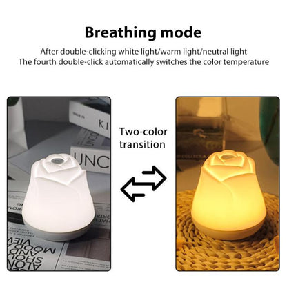 3W Rose Night Light Bedside Touch Sensor Ambient Lighting, Style:USB Power(White) by bashfashion