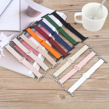 For Apple Watch 46mm / 49mm / 45mm / 44mm Slim I-shaped Magnetic Silicone Watch Band(Silver+White) by bashfashion