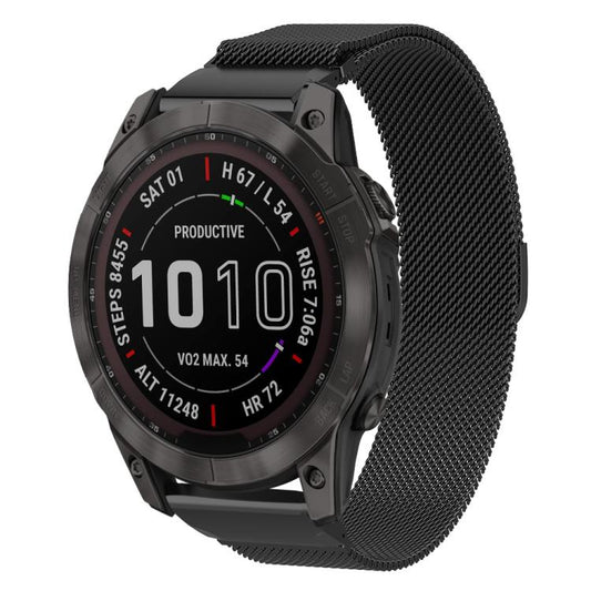 For Garmin Fenix 8/7X/6X/5X 26mm xDfind Milanese Quick Fit Metal Watch Band(Black) by xDfind