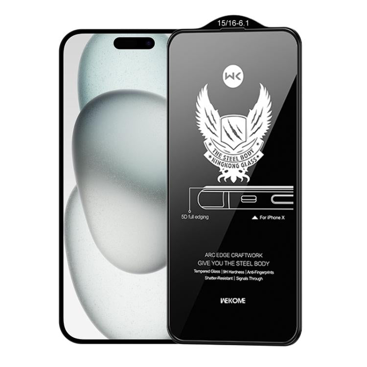 For iPhone 16 / 15 WK WTP-012 KinKong 0.25mm 9H 4D Curved Privacy Tempered Glass Film by WK