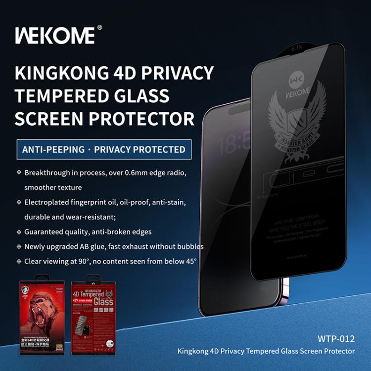 For iPhone 14 Pro Max WK WTP-012 KinKong 0.25mm 9H 4D Curved Privacy Tempered Glass Film by WK