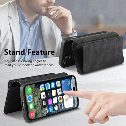 For iPhone 16 Pro Max CaseNeo MagSafe RFID Anti-theft Zipper Wallet Retro Leather Phone Case(Black) by CaseNeo