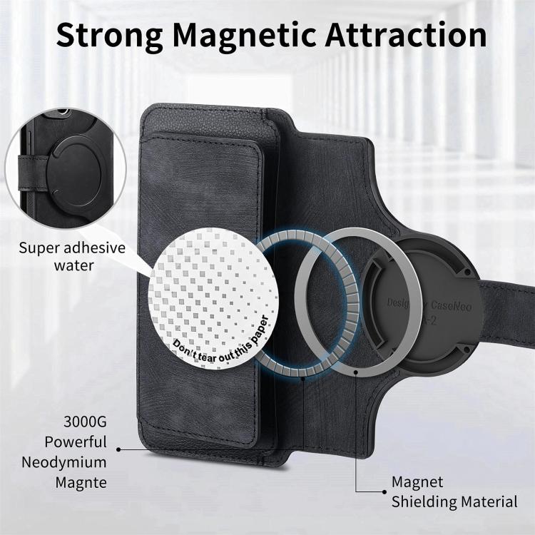 For iPhone 16 Pro Max CaseNeo MagSafe RFID Anti-theft Zipper Wallet Retro Leather Phone Case(Black) by CaseNeo