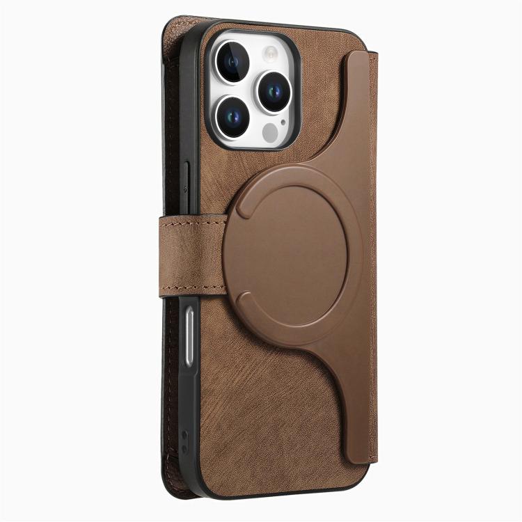 For iPhone 16 Pro CaseNeo MagSafe RFID Anti-theft Zipper Wallet Retro Leather Phone Case(Brown) by CaseNeo