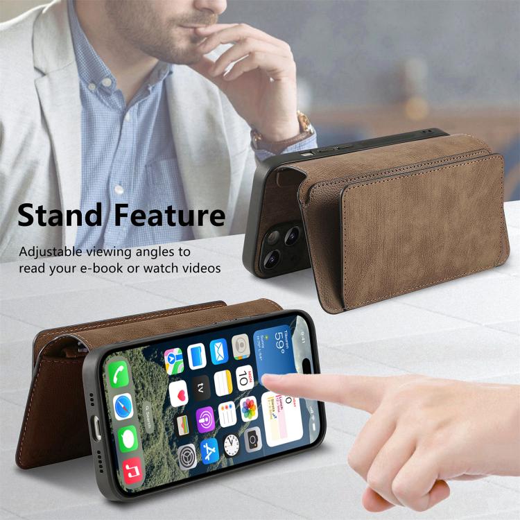 For iPhone 16 Pro CaseNeo MagSafe RFID Anti-theft Zipper Wallet Retro Leather Phone Case(Brown) by CaseNeo