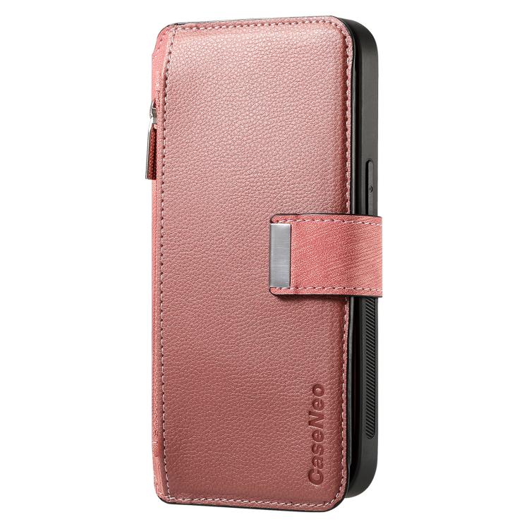 For iPhone 16 Plus CaseNeo MagSafe RFID Anti-theft Zipper Wallet Retro Leather Phone Case(Pink) by CaseNeo
