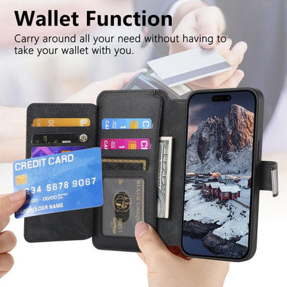 For iPhone 17 Pro Max CaseNeo MagSafe RFID Anti-theft Zipper Wallet Retro Leather Phone Case(Black) by CaseNeo