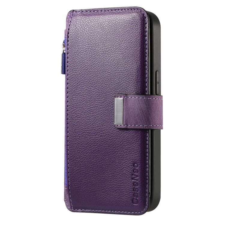 For iPhone 17 Pro Max CaseNeo MagSafe RFID Anti-theft Zipper Wallet Retro Leather Phone Case(Purple) by CaseNeo