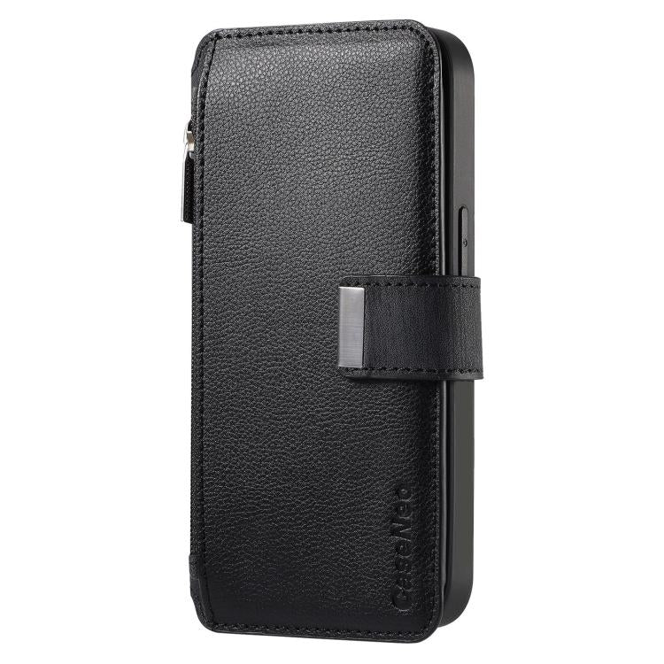 For iPhone 17 Pro CaseNeo MagSafe RFID Anti-theft Zipper Wallet Retro Leather Phone Case(Black) by CaseNeo