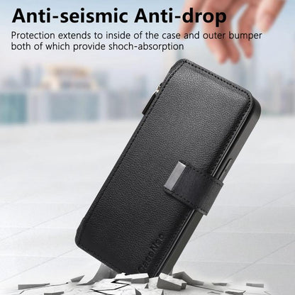 For iPhone 17 Pro CaseNeo MagSafe RFID Anti-theft Zipper Wallet Retro Leather Phone Case(Black) by CaseNeo