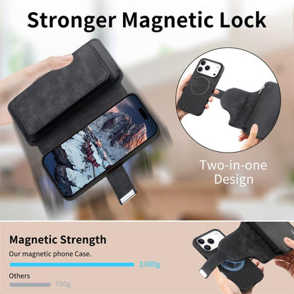 For iPhone 17 Pro CaseNeo MagSafe RFID Anti-theft Zipper Wallet Retro Leather Phone Case(Black) by CaseNeo