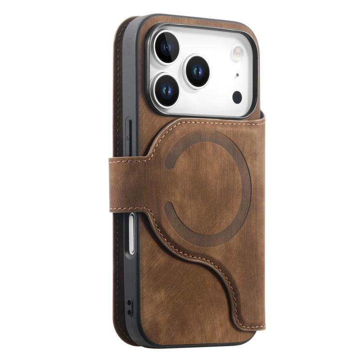 For iPhone 17 Pro CaseNeo MagSafe RFID Anti-theft Zipper Wallet Retro Leather Phone Case(Brown) by CaseNeo