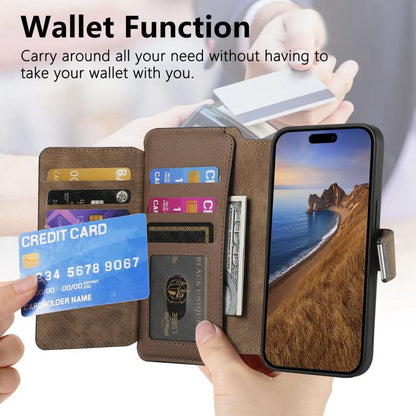 For iPhone 17 Pro CaseNeo MagSafe RFID Anti-theft Zipper Wallet Retro Leather Phone Case(Brown) by CaseNeo