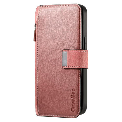 For iPhone 17 Pro CaseNeo MagSafe RFID Anti-theft Zipper Wallet Retro Leather Phone Case(Pink) by CaseNeo