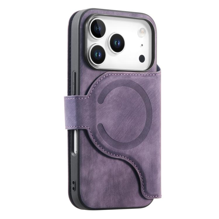 For iPhone 17 Pro CaseNeo MagSafe RFID Anti-theft Zipper Wallet Retro Leather Phone Case(Purple) by CaseNeo