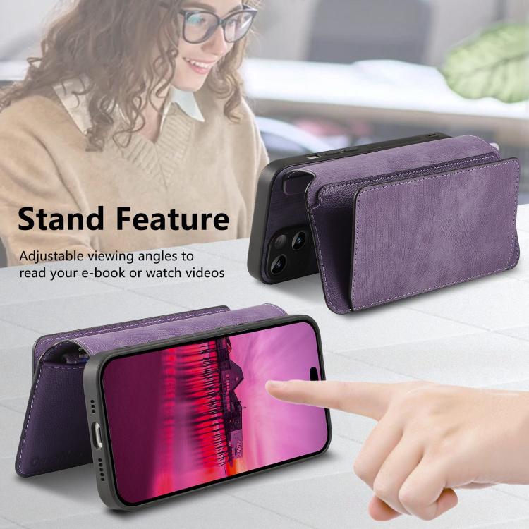 For iPhone 17 Pro CaseNeo MagSafe RFID Anti-theft Zipper Wallet Retro Leather Phone Case(Purple) by CaseNeo