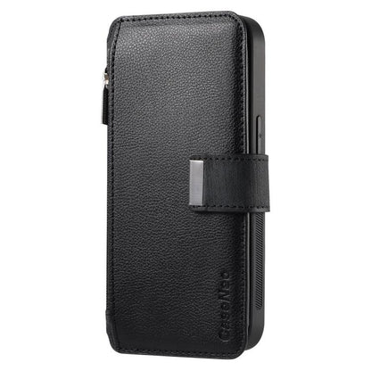 For iPhone 17 CaseNeo MagSafe RFID Anti-theft Zipper Wallet Retro Leather Phone Case(Black) by CaseNeo
